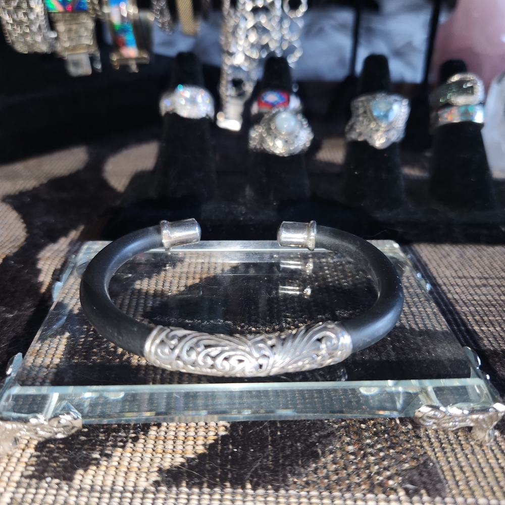 Women's 925 Black Bali Cuff Bracelet